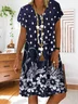 Floral V Neck Casual Regular Fit Dress With No