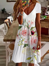 Women's Floral Spring Print Casual V Neck Short Sleeve Dress