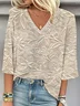 Casual 3D Printing V Neck Loose Blouse