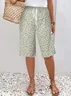 Women's Spring and Summer Floral Print Casual Straight Tie Cropped Pants