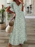 Women's Spring Summer Floral Print Casual V Neck Short Sleeve Dress