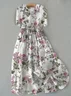 Women Floral Print Doll Neck Lace Up Dress