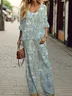 Women's Abstract Spring Print Casual Top and Pants Two-Piece Set