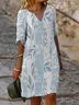 Women's Floral Spring Print V Neck Dress