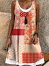 Regular Fit Crew Neck Casual Cotton Dress With No