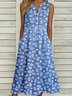 Casual Notched Floral Loose Dress With No