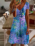 Women's Floral Print Casual V-Neck Short Sleeve Dress