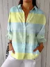 Casual Color Block Shirt Collar Shirt