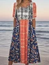 Cotton Casual Regular Fit Crew Neck Dress With No