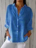 Vintage Hand Painted  Casual Linen V Neck Shirt