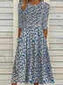 Women's Floral Print Round Neck Everyday Long Casual Shift Dress