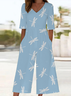 Women's H-Line V Neck Daily Going Out Casual Printing Dragonfly Summer Ankle Pants Jumpsuit Romper