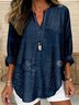 Shawl Collar Cotton Simple Blouse