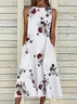 Women's Sleeveless Summer White Floral Printing Crew Neck Daily Going Out Casual Maxi H-Line Fit & Flare Dress Dress