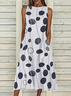 Women's Sleeveless Summer White Abstract Polka Dots Printing Crew Neck Daily Going Out Casual Maxi H-Line Fit & Flare Dress Dress