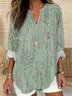 Women's Printed Casual V-Neck Shirt
