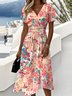 Casual V Neck Regular Fit Dress With No