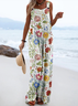 Linen Blend Floral Casual Jumpsuit