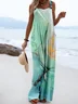 Vintage Loose Linen Blend Gradient Pattern Jumpsuit