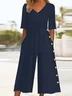 Women's H-Line V Neck Daily Going Out Casual Printing Plain Summer Ankle Pants Jumpsuit Romper
