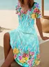 Casual V Neck Dress With No