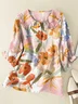 Women's Floral Print Casual Peter Pan Collar Shirt