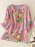 Women's Floral Print Casual Peter Pan Collar Shirt