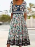 Women's Short Sleeve Summer As Picture Floral Printing Crew Neck Daily Going Out Casual Maxi H-Line Shift Dress Dress