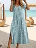 Women's Striped Printed Casual Round Neck Short Sleeve Dress