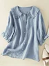 Women's Casual Cute Doll Collar Short Sleeve Shirt
