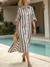 Cotton and linen women's resort shirt dress