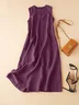 Cotton Dress Women Summer V-neck Sleeveless