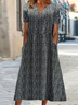 Women's Short Sleeve Summer Black Leopard Printing V Neck Daily Going Out Casual Maxi H-Line Fit & Flare Dress Dress