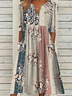 Women's Short Sleeve Summer As Picture Floral Printing V Neck Daily Going Out Casual Maxi H-Line Fit & Flare Dress Dress