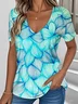 V Neck Simple Geometric T-Shirt