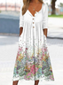 Women's Floral Print Casual Button Dress