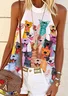 Regular Fit Animal Picture Halter Casual T-Shirt