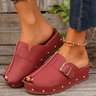 Thick-soled Buckled Rivet Fish-mouthed Closed-toe Slippers For Women To Wear As Outerwear With Belt Buckle British-style Beach Thick-soled Roman Sandals