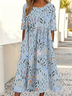 Women's Floral Print Casual Crew Neck Dress