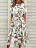 Women's Floral Print Casual Crew Neck Dress