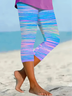 Women's Striped Print Casual Leggings