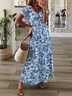 Women's Floral Print Casual V-Neck Short Sleeve Dress