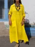 Casual Plain Shirt Collar Maxi Dress