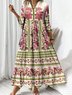 Casual Floral Cotton Dress With No