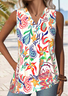Street Botanical Pattern Loose V Neck Tank Top