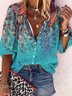 Loose Vintage Mock Neck Gradient Pattern Shirt