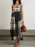 Jersey Multicolor Block V Neck Casual Dress With No Belt
