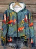 Fox in the Forest Graphic Zip Up Comf Loose Hoodie Simple Hoodie