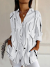 Women's Long Sleeve Shirt Spring/Fall White Polka Dots Buckle Shirt Collar Daily Going Out Casual Top