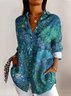 Regular Fit Casual V Neck Geometric Shirt